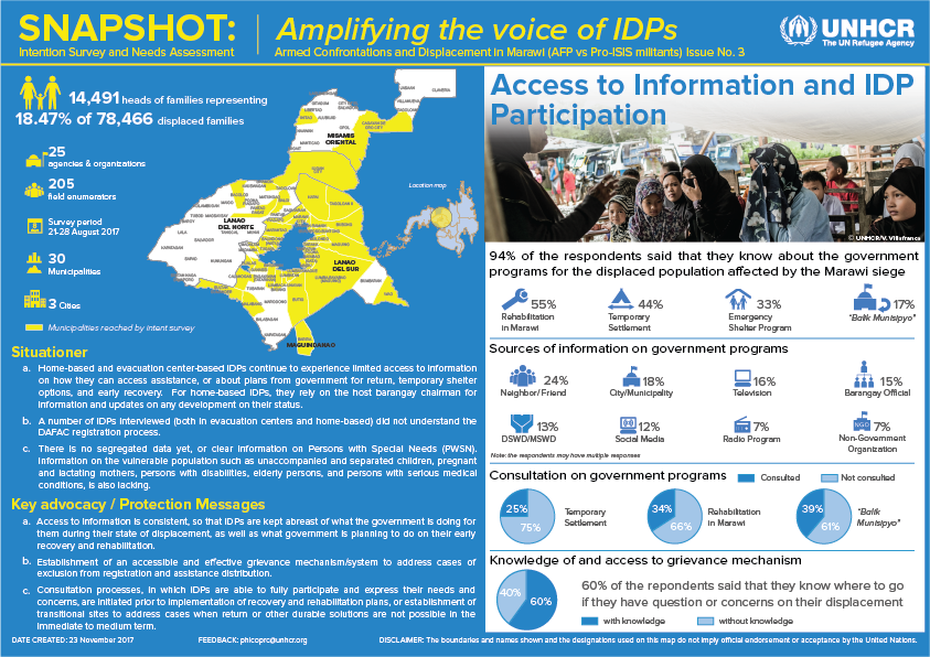 Survey Snapshot Issue No. 3: Access to Information and IDP Participation